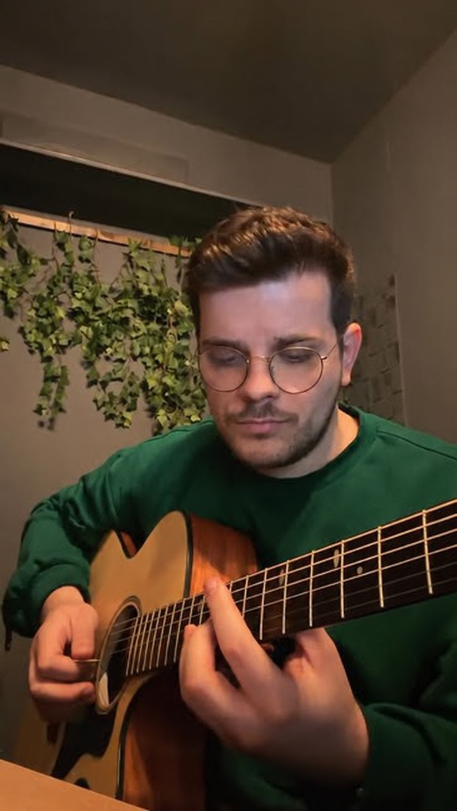 David Enescu cântând la chitara Nobl